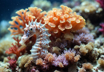 coral reef in the sea, sea horse