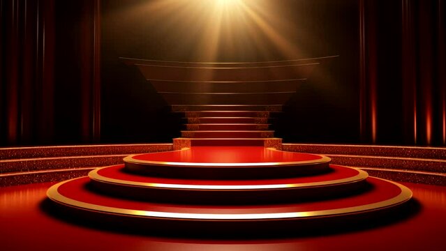 red carpet stage on stair  luxury video template background looping 