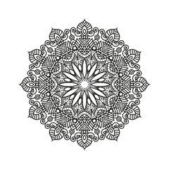 Decorative mandala and pattern for Mehndi, wedding, tattoo, islam, indian, arabic. Outline mandalas coloring book page.