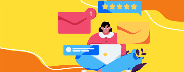 Flat vector illustration of business people operating work scene
