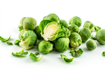 Brussels sprouts isolated on white background. Top view.