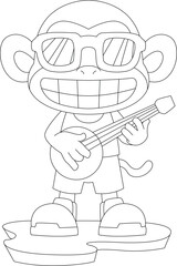 Monkey Musician Guitar Music Animal Vector Graphic Art Illustration