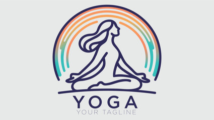 Abstract yoga Women logo - obrazy, fototapety, plakaty