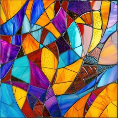 Fototapeta premium Stained glass window background with colorful abstract.