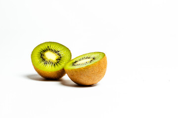 Ripe kiwi on a white background