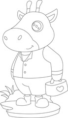 Giraffe Doctor First aid kit Animal Vector Graphic Art Illustration