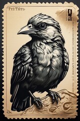 Bird tilted its head to the side icon, mono black glyph 2d stamp