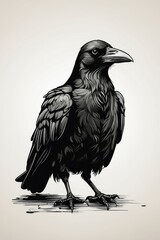 Crow tilted its head to the side icon, mono black glyph 2d stamp