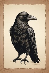 Crow tilted its head to the side icon, mono black glyph 2d stamp