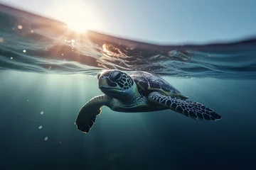 Fotobehang turtle travels the ocean © luke