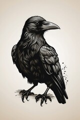 Crow tilted its head to the side icon, mono black glyph 2d stamp