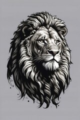 Lion tilted its head to the side icon, mono black glyph 2d stamp
