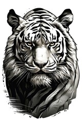 Tiger tilted its head to the side icon, mono black glyph 2d stamp