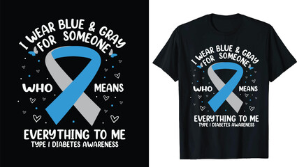 Diabetes Awareness Ribbon Shirt, Diabetic Tshirt, Diabetes Support Tee, Diabetes Squad Matching T-shirt, Type 1 Diabetes Tee, Diabetic Gift, Blue Ribbon Shirt, Type 1  T-Shirt