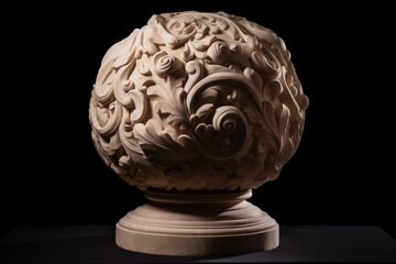 Spherical podium carved from stone. Generative AI