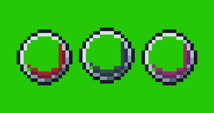 Green screen of info,info icon bits pixel slowly appeared and dissappeared. Simple animation from  pixel dots form sets of information icon . Usefull for game asset or design asset animate.