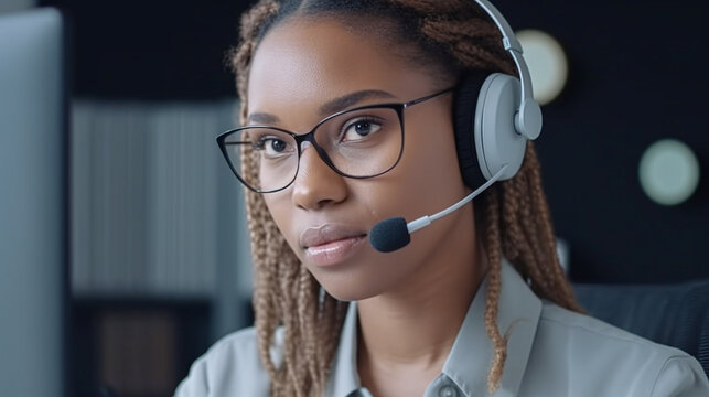Person working in a call centre, customer service, headset, support service, support 