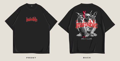 streetwear graphic for screen printing, brutalism urban style for t shirt design