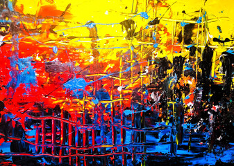 metropollution. abstract painting of a polluted city