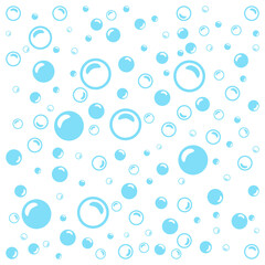 light blue soap bubbles on a white background