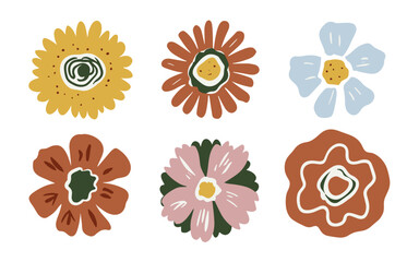 Abstract flowers vector clipart. Spring illustration.