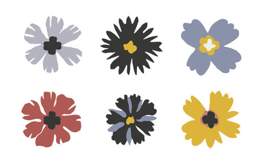 Abstract flowers vector clipart. Spring illustration.