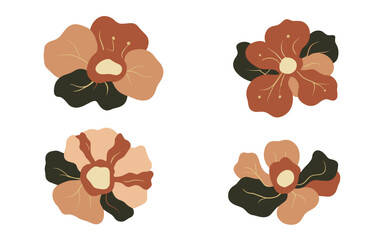 Abstract flowers vector clipart. Spring illustration.