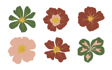 Abstract flowers vector clipart. Spring illustration.