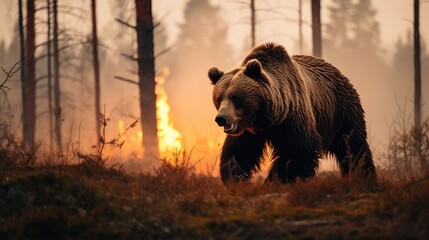 In the midst of destruction, the brown bear remains a powerful force of nature.