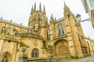 Views of the side of the Cathedral of Burgos, Castilla Leon, Spain