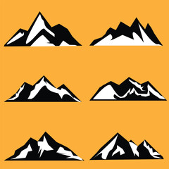 Mountain vector icons set. Set of mountain silhouette elements. Outdoor icon snow ice mountain tops, decorative symbols isolated. Camping mountain logo, travel labels, climbing or hiking badges 0 3 1