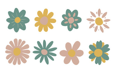 Abstract flowers vector clipart. Spring illustration.