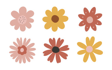 Abstract flowers vector clipart. Spring illustration.