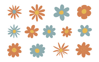 Abstract flowers vector clipart. Spring illustration.