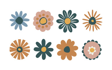 Abstract flowers vector clipart. Spring illustration.