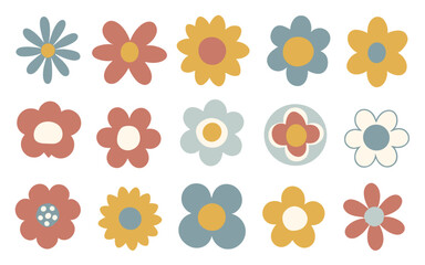 Abstract flowers vector clipart. Spring illustration.