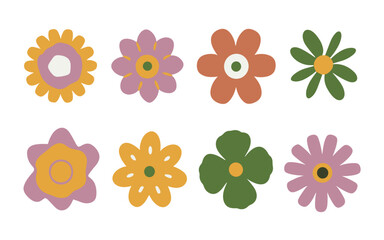 Abstract flowers vector clipart. Spring illustration.
