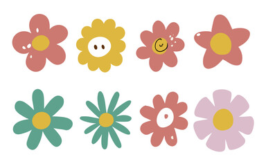 Abstract flowers vector clipart. Spring illustration.