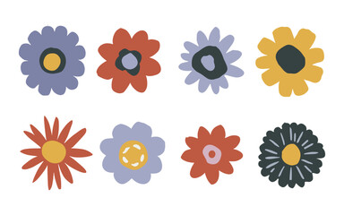 Abstract flowers vector clipart. Spring illustration.