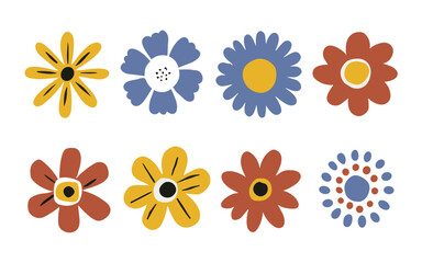 Abstract flowers vector clipart. Spring illustration.