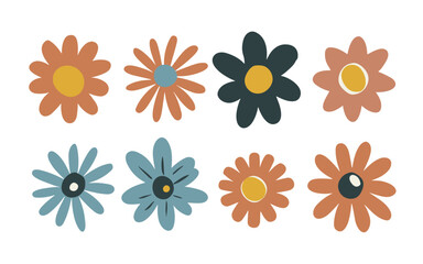 Abstract flowers vector clipart. Spring illustration.