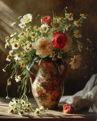A beautiful bouquet in a vintage vase