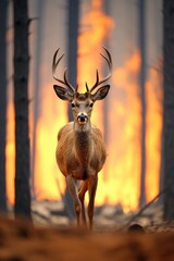 A deer's escape from the burning forest highlights the need for swift action against wildfires