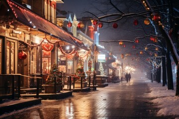Naklejka premium Festive Street Decor - Generative AI