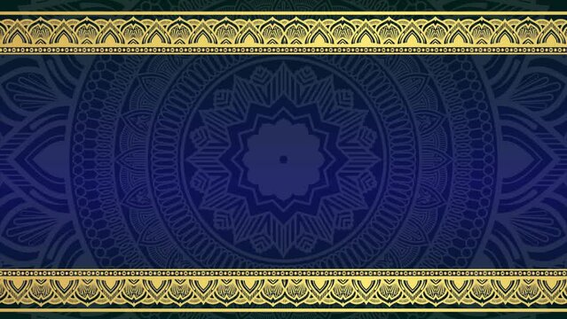 Gold mandala ornament background looping smoothly, arabic islamic style for any purpose Rotating decorative pattern with ornamental geometric stars,Ramadan kareem, loopable islamic design