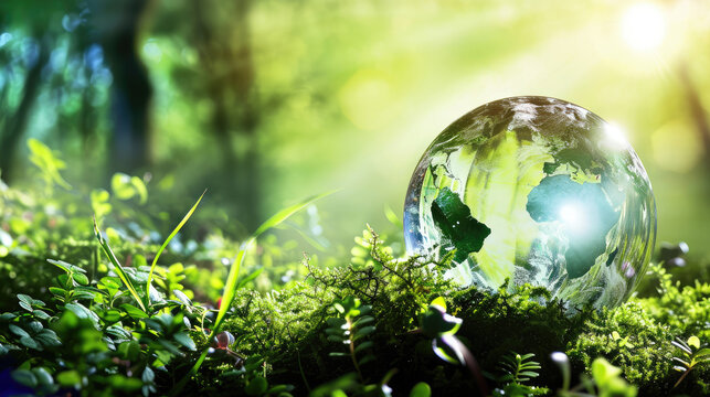Guardians of Green: A Glass Globe's Pact with Environmental Protection. Generative AI