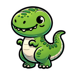 Green Dinosaur Cartoon Sticker