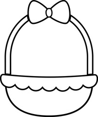 Easter basket outline. Picnic basket icon.