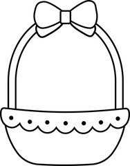 Easter basket outline. Picnic basket icon.