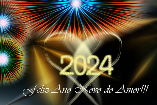 Feliz Ano Novo do Amor 2024 graphic design